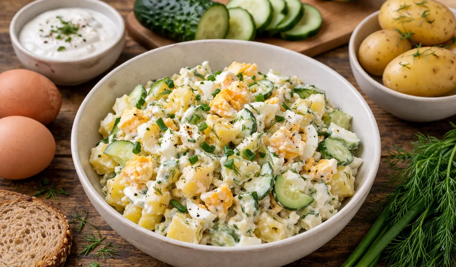 Sałatka śniadaniowa z jajkiem i ziemniakami