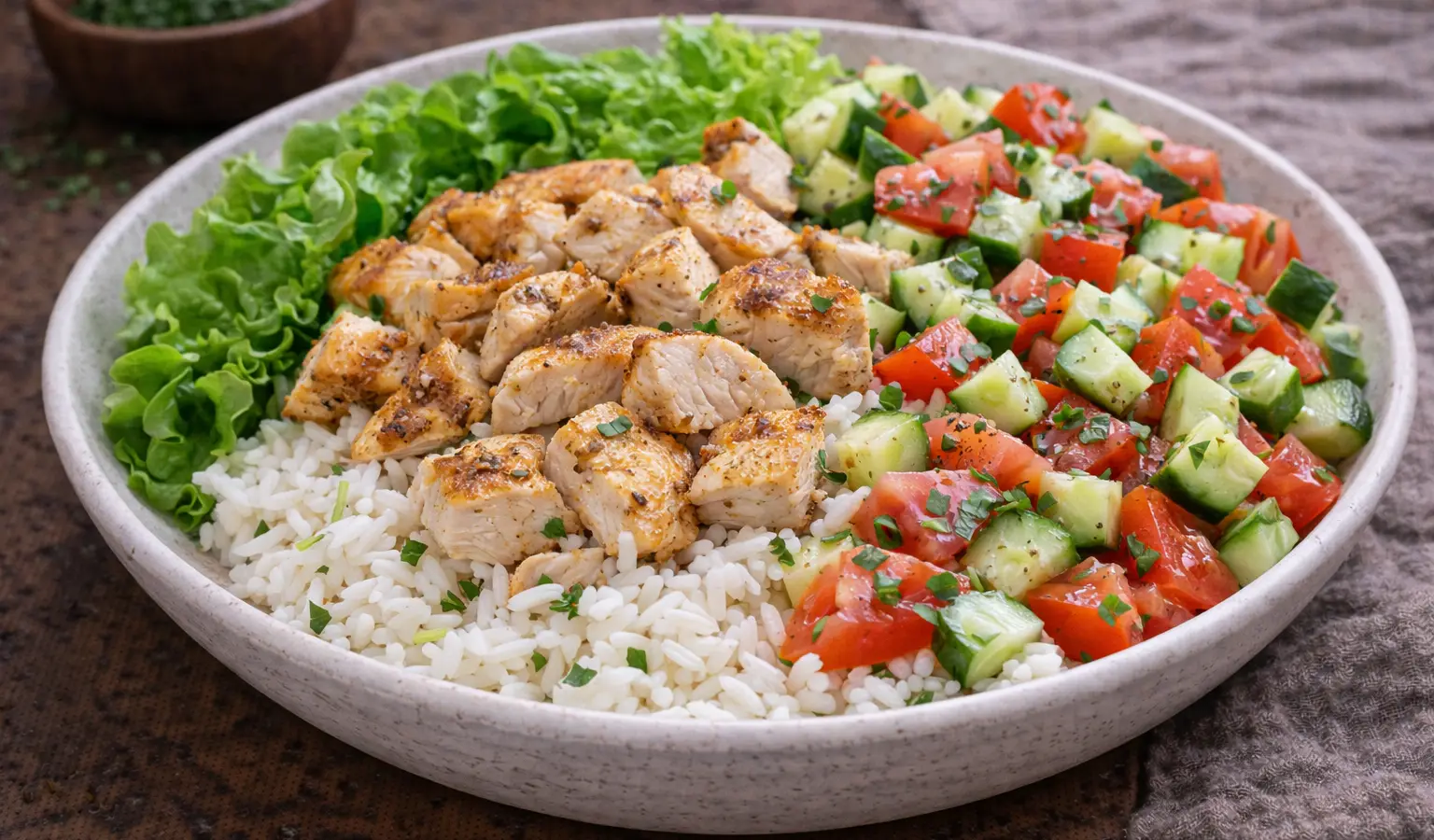 Sałatka z kurczakiem, ryżem i warzywami