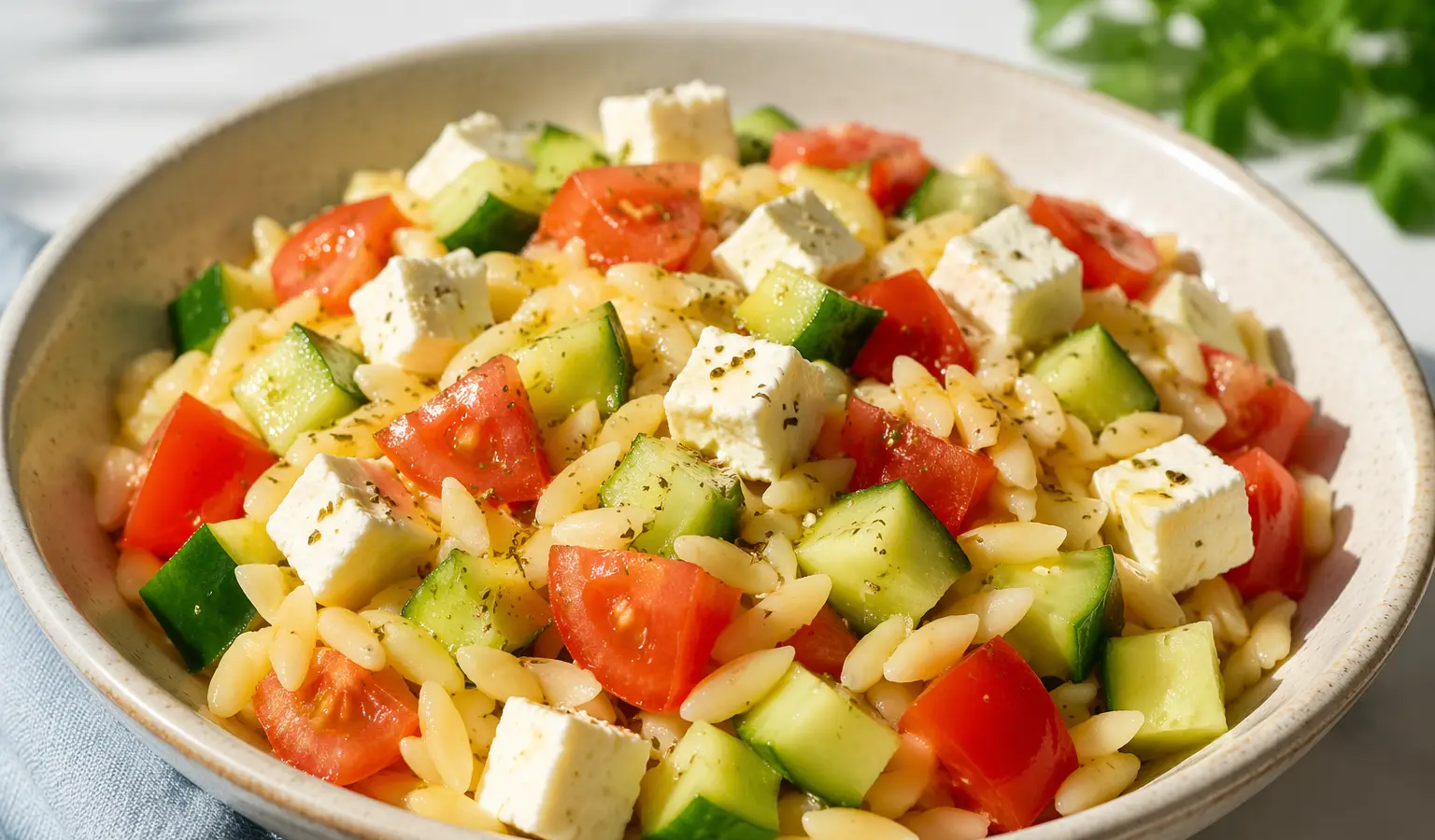 Sałatka z makaronem orzo i fetą