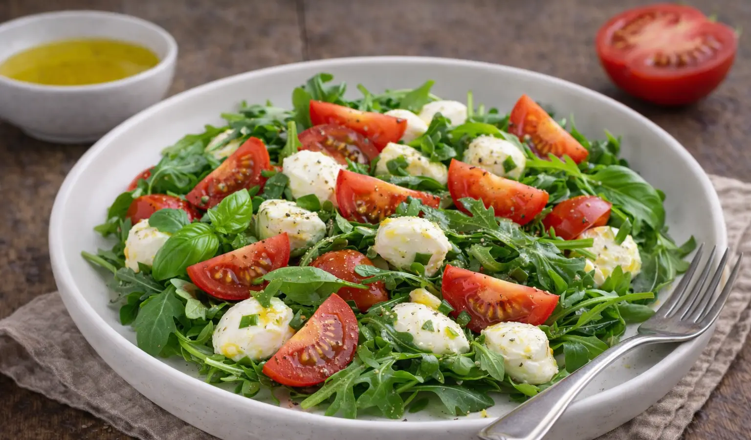 Sałatka śniadaniowa z mozzarellą i pomidorem