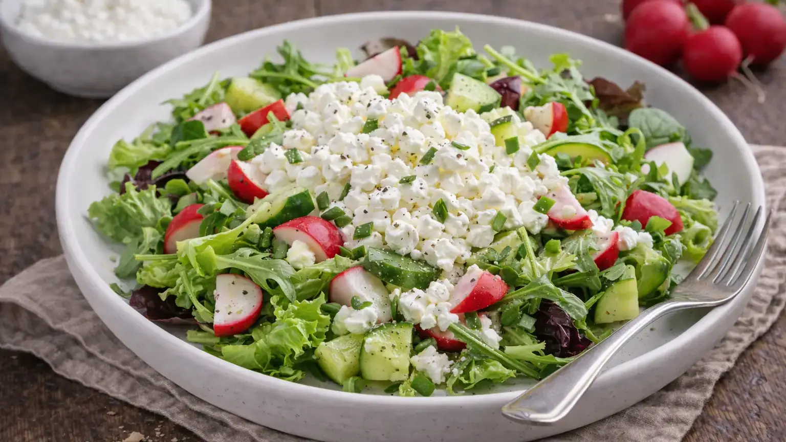 Sałatka z serkiem wiejskim i rzodkiewką