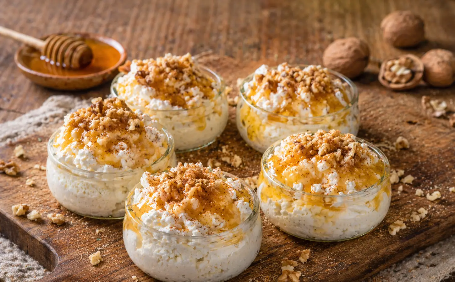 Serek twarogowy z miodem i orzechami