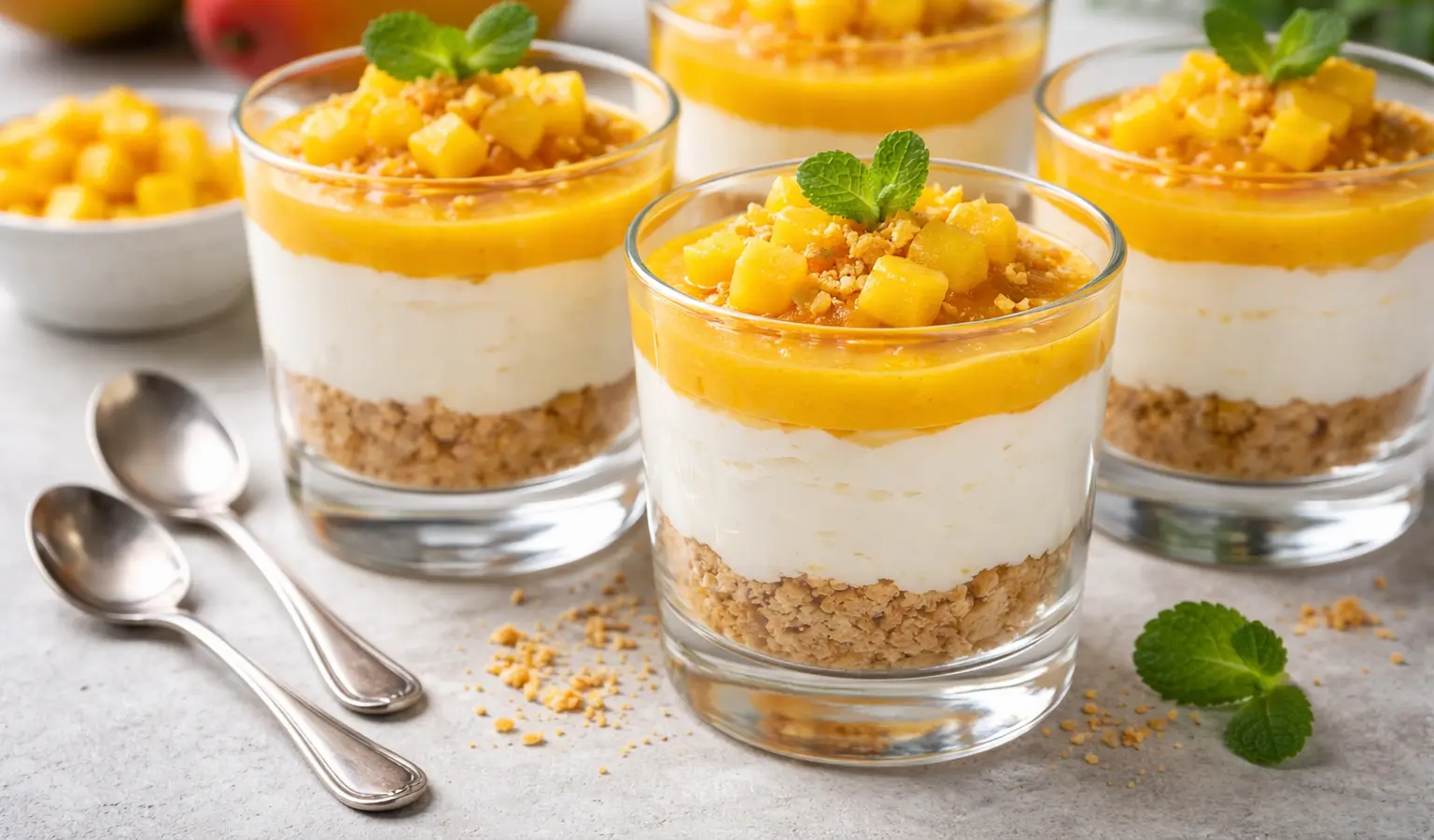 Serniczki w pucharkach z mango