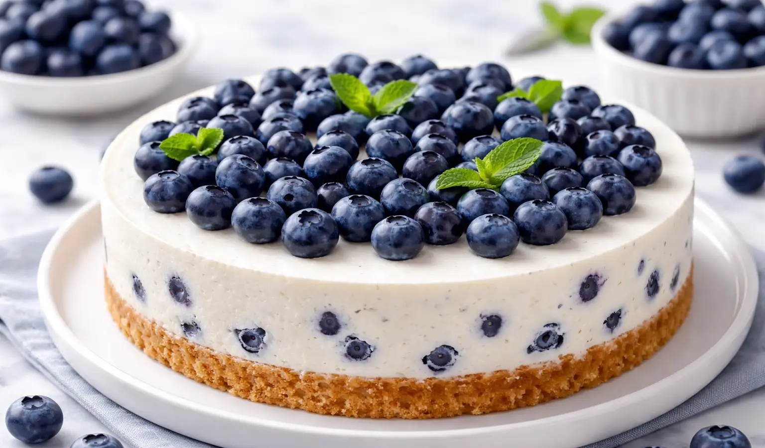 Sernik na zimno z borówkami