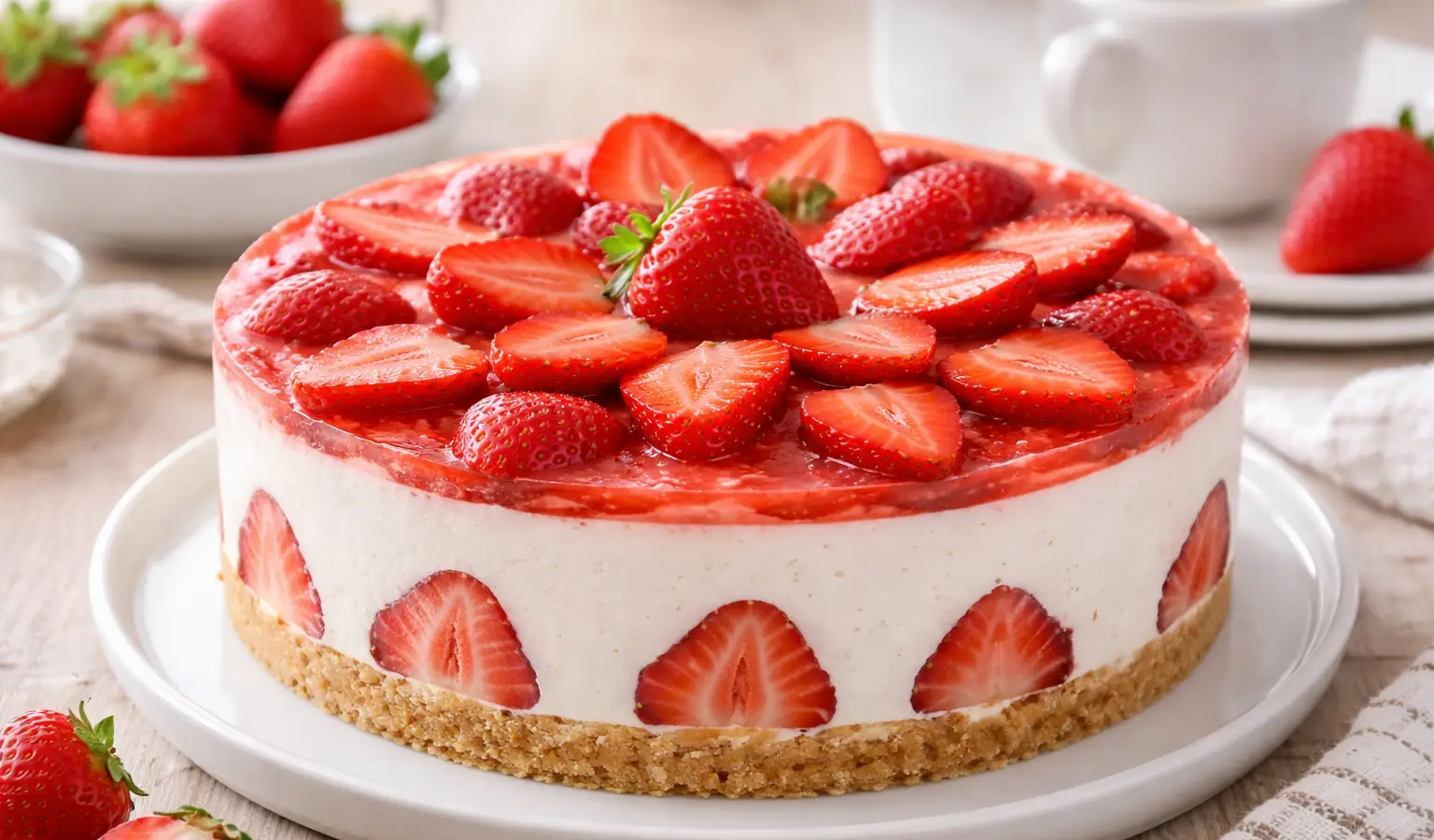 Sernik na zimno z truskawkami