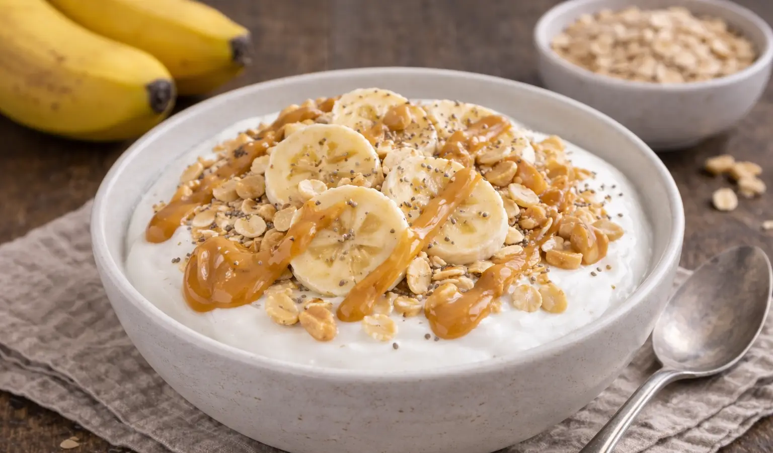 Skyr z bananem i masłem orzechowym