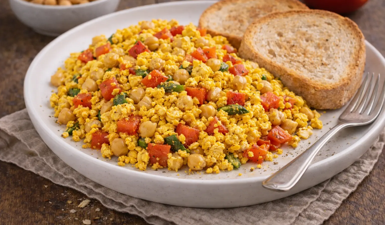 Tofu scramble z ciecierzycą i pomidorem