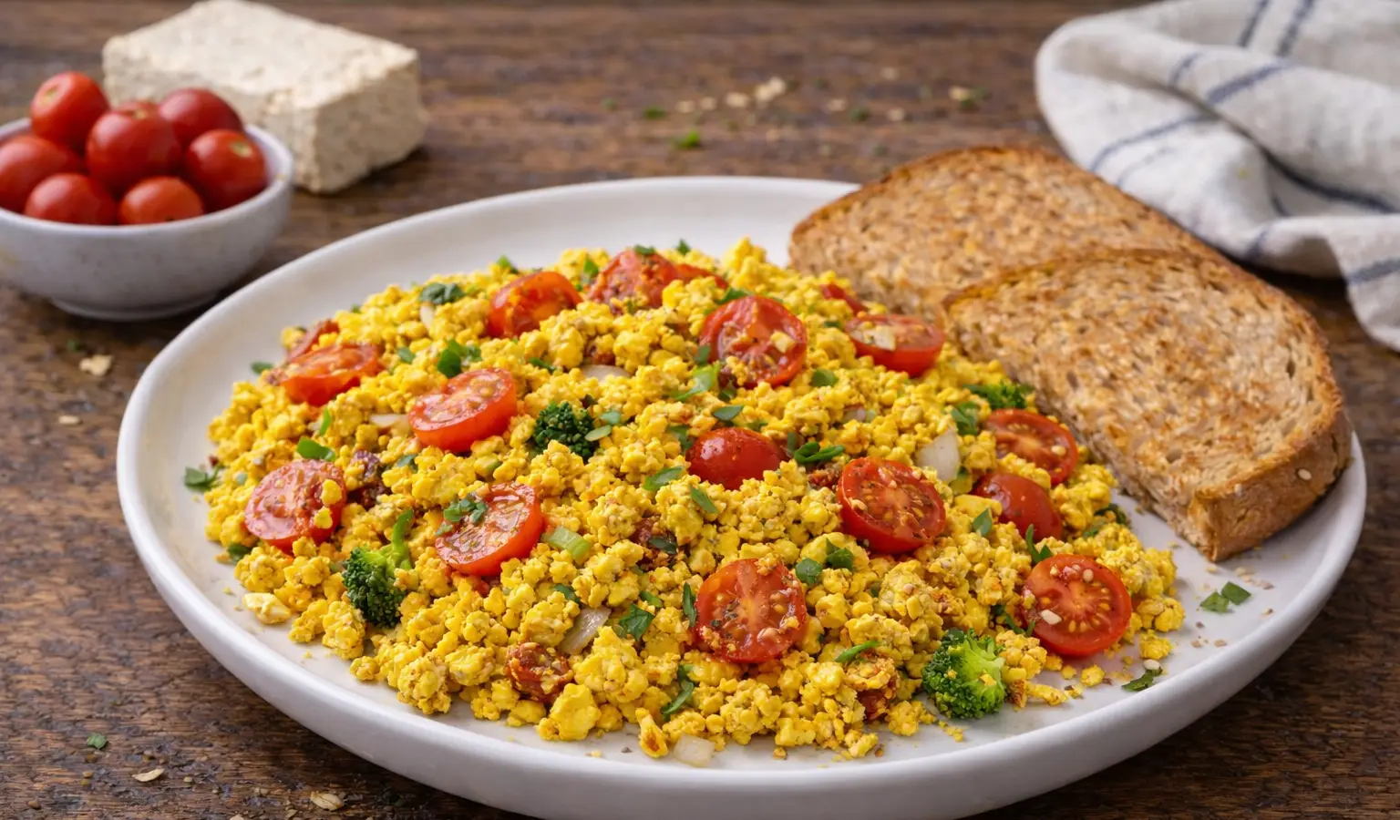 Tofu scramble z pomidorami koktajlowymi