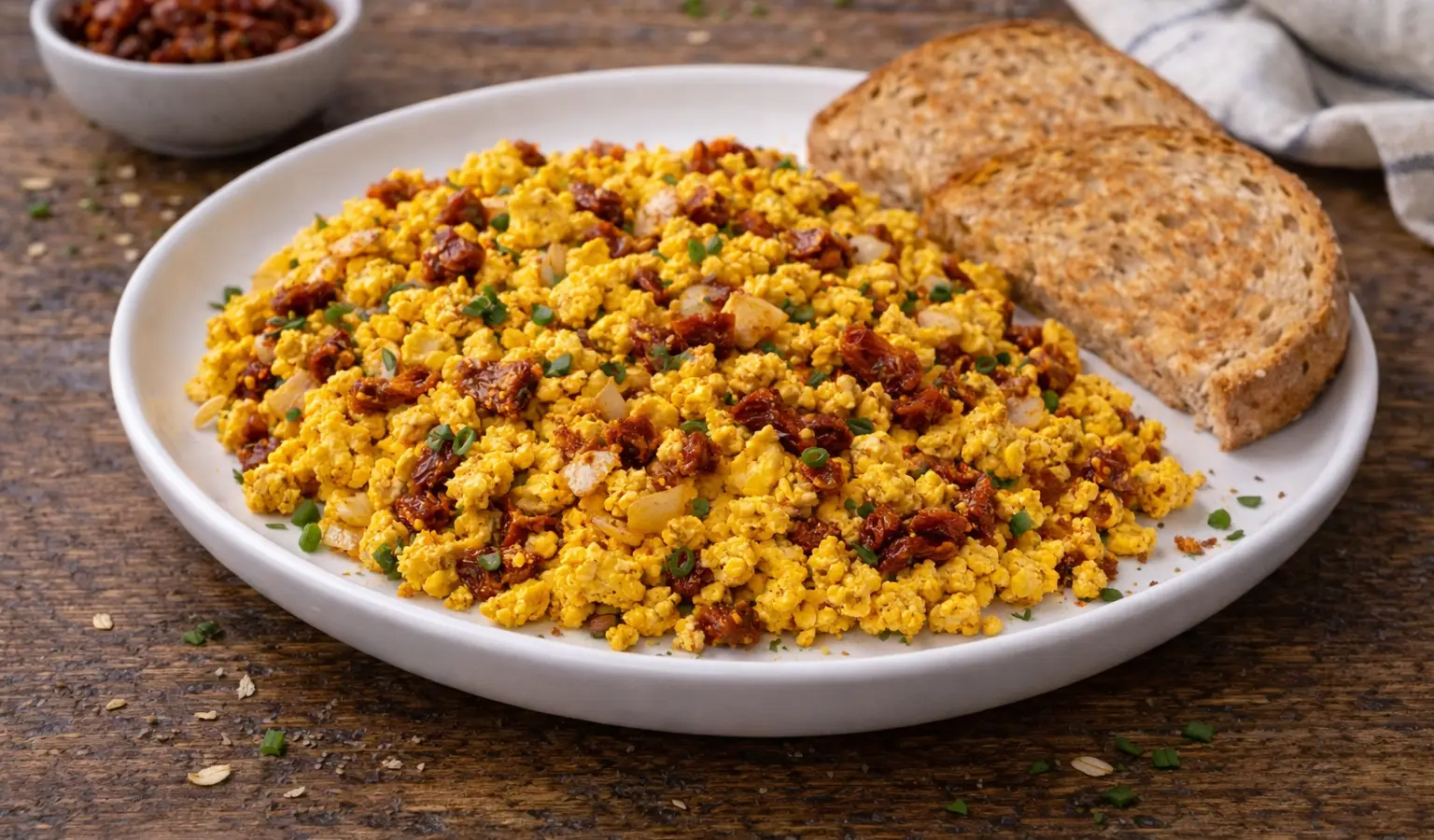 Tofu scramble z suszonymi pomidorami