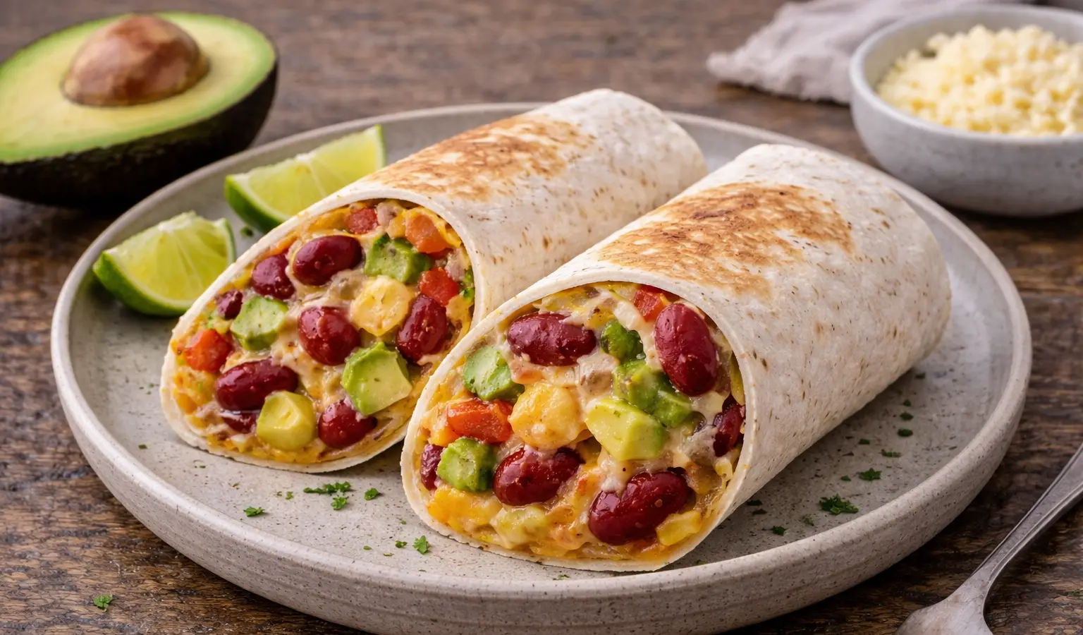 Śniadaniowa tortilla z fasolą i serem