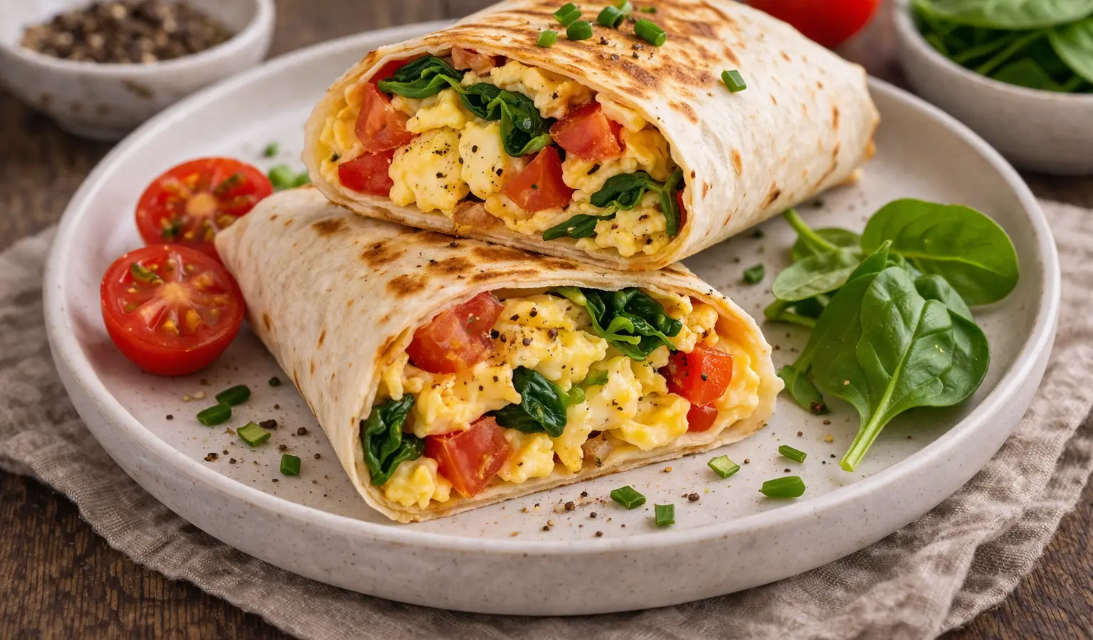 Śniadaniowa tortilla z jajecznicą