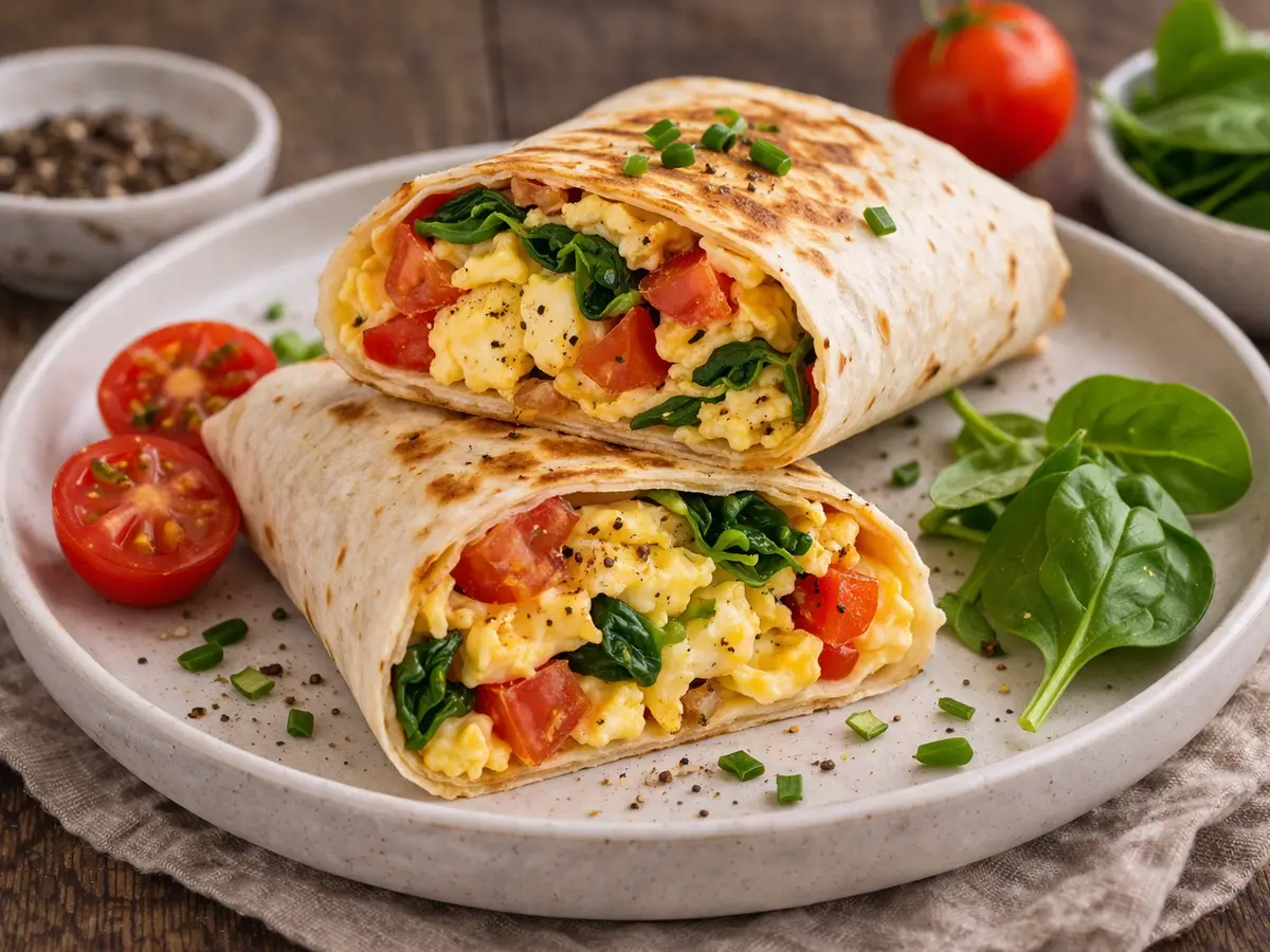 Śniadaniowa tortilla z jajecznicą