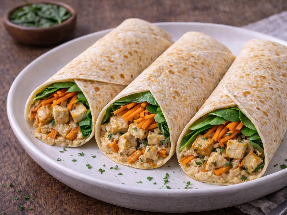 Tortille z tofu i hummusem