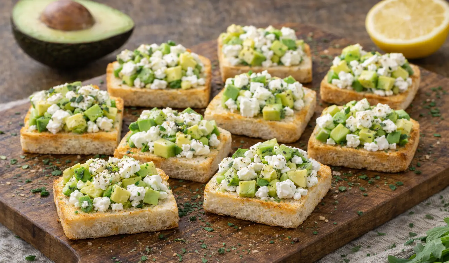 Mini tosty z awokado i fetą