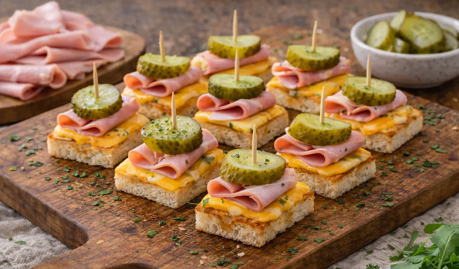 Mini tosty z szynką i serem