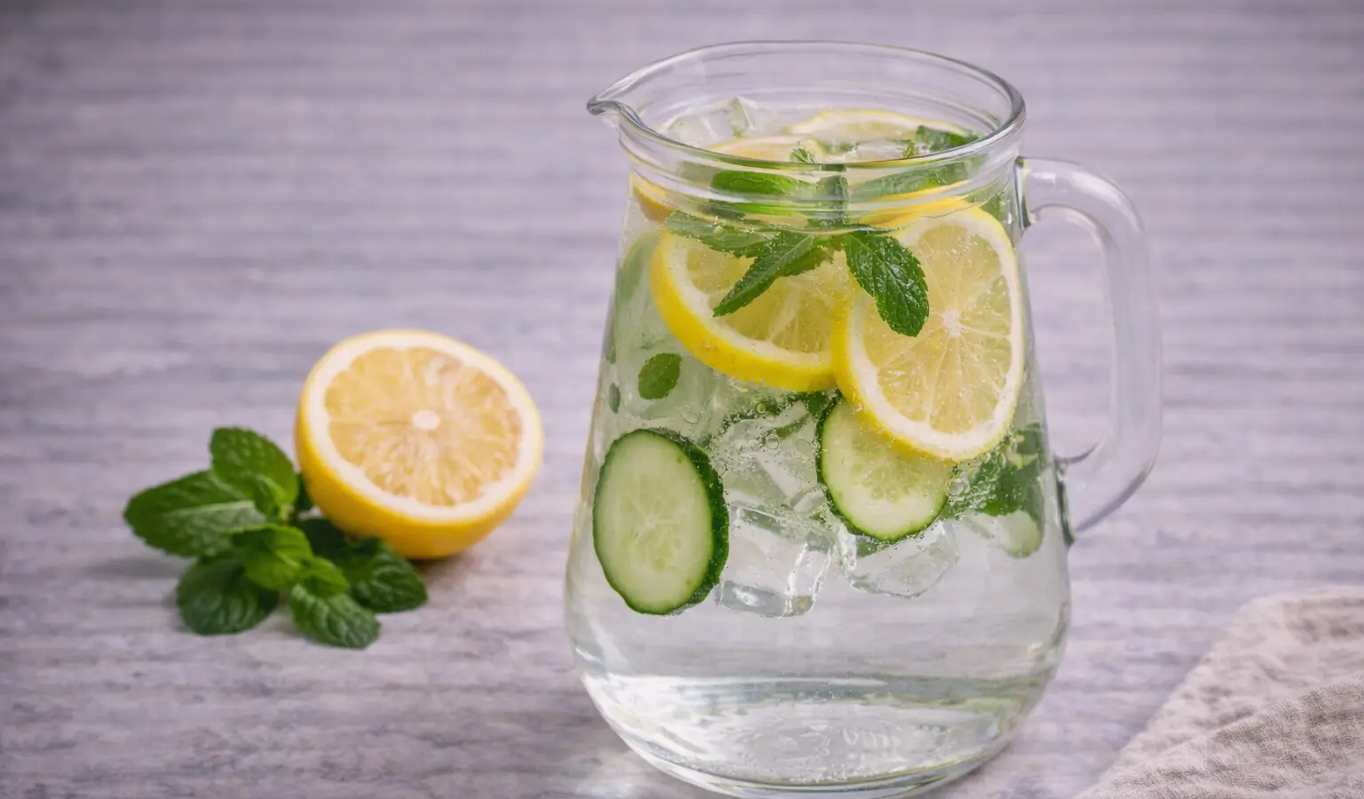 Woda smakowa z cytryną i miętą