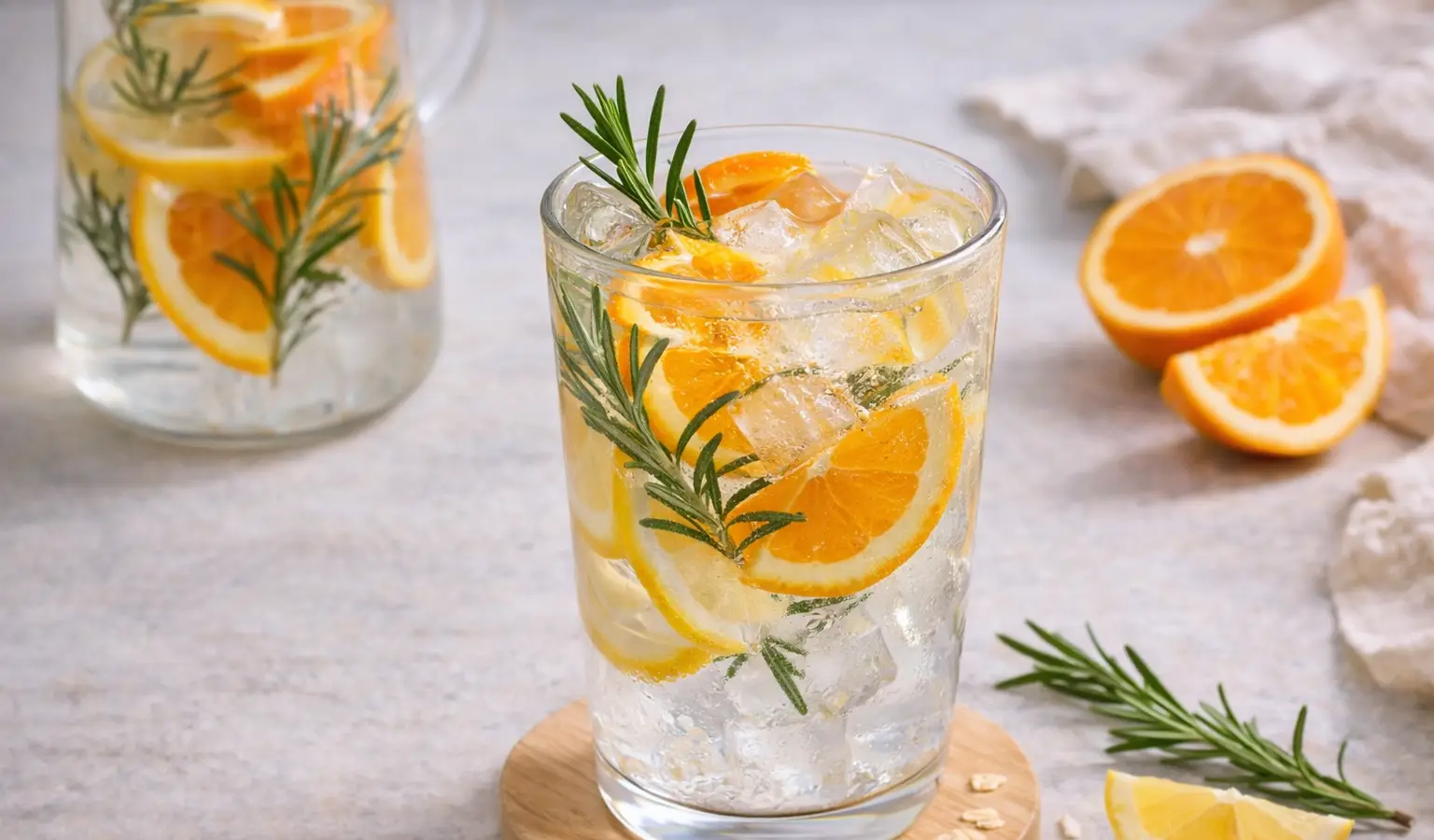 Woda smakowa z pomarańczą i rozmarynem