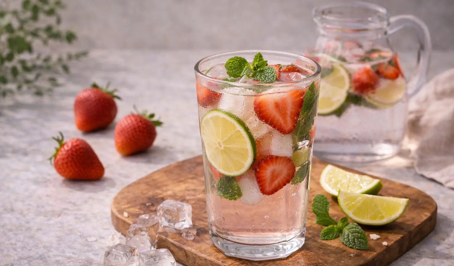 Woda smakowa z truskawkami i limonką