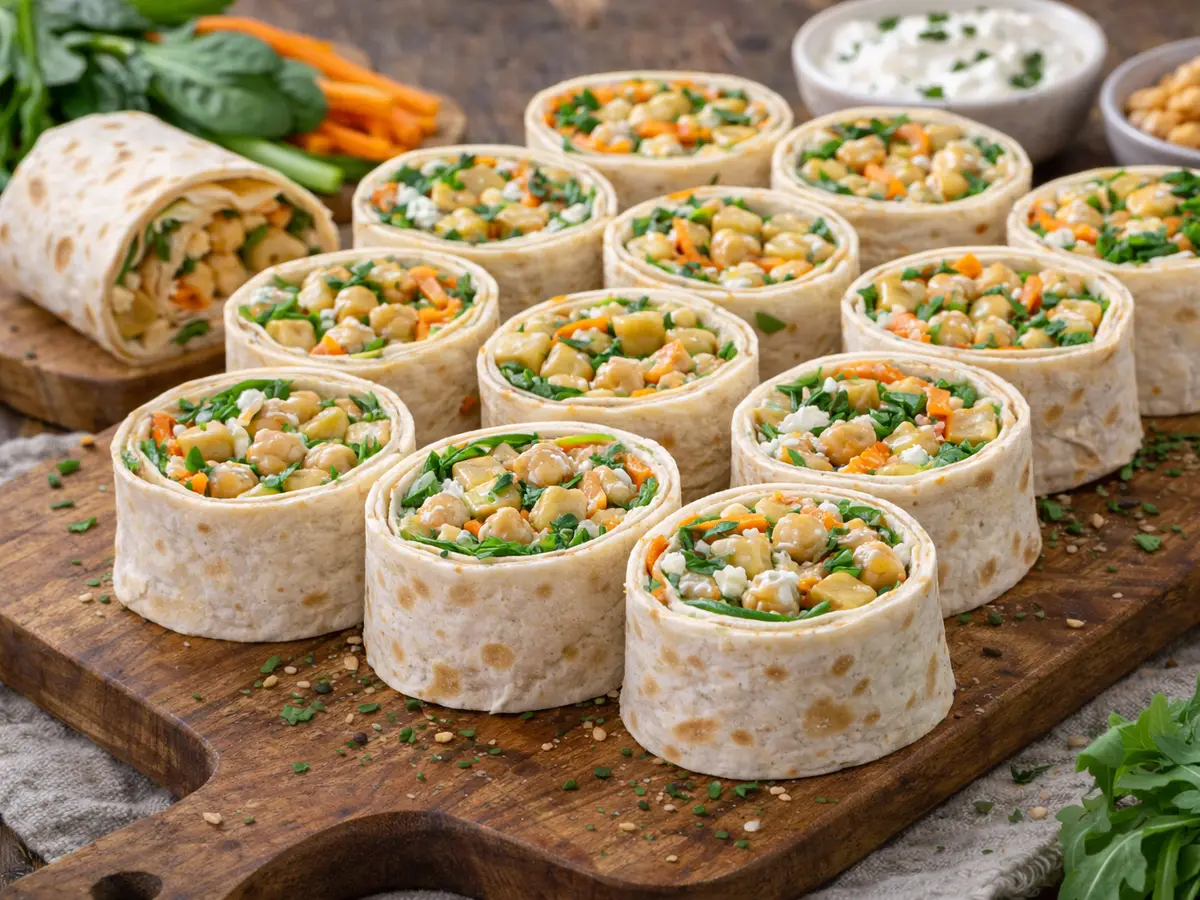 Wrapy z ciecierzycą i sosem jogurtowym