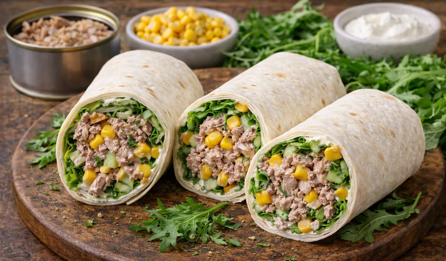 Wrapy z tuńczykiem i kukurydzą