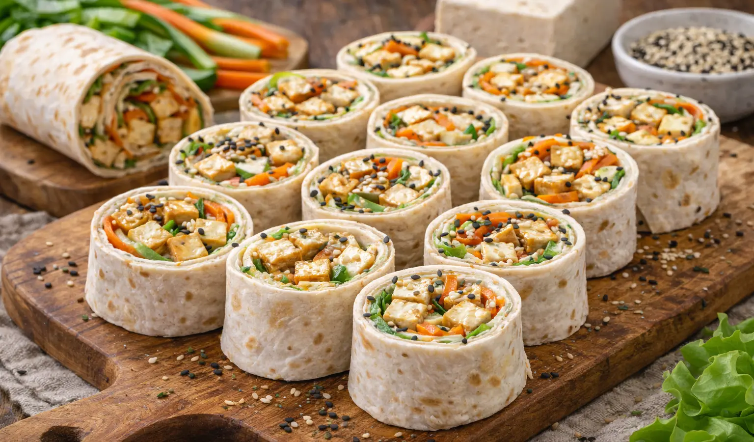 Wrapy z tofu i sezamem