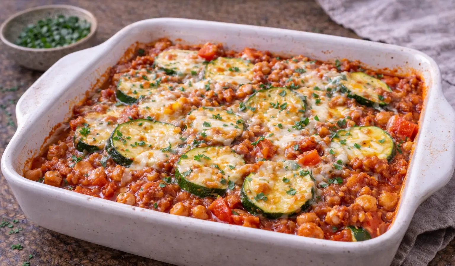 Zapiekanka z cukinią i mięsem mielonym