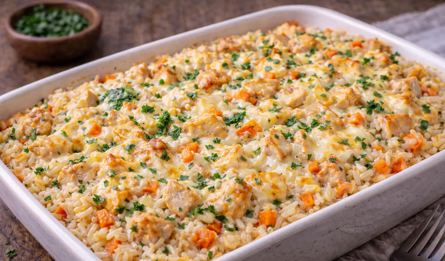 Zapiekanka ryżowa z kurczakiem