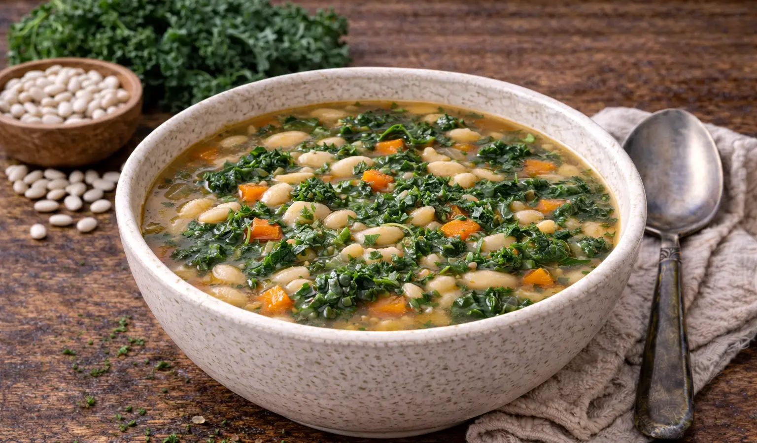 Zupa z białej fasoli i jarmużu