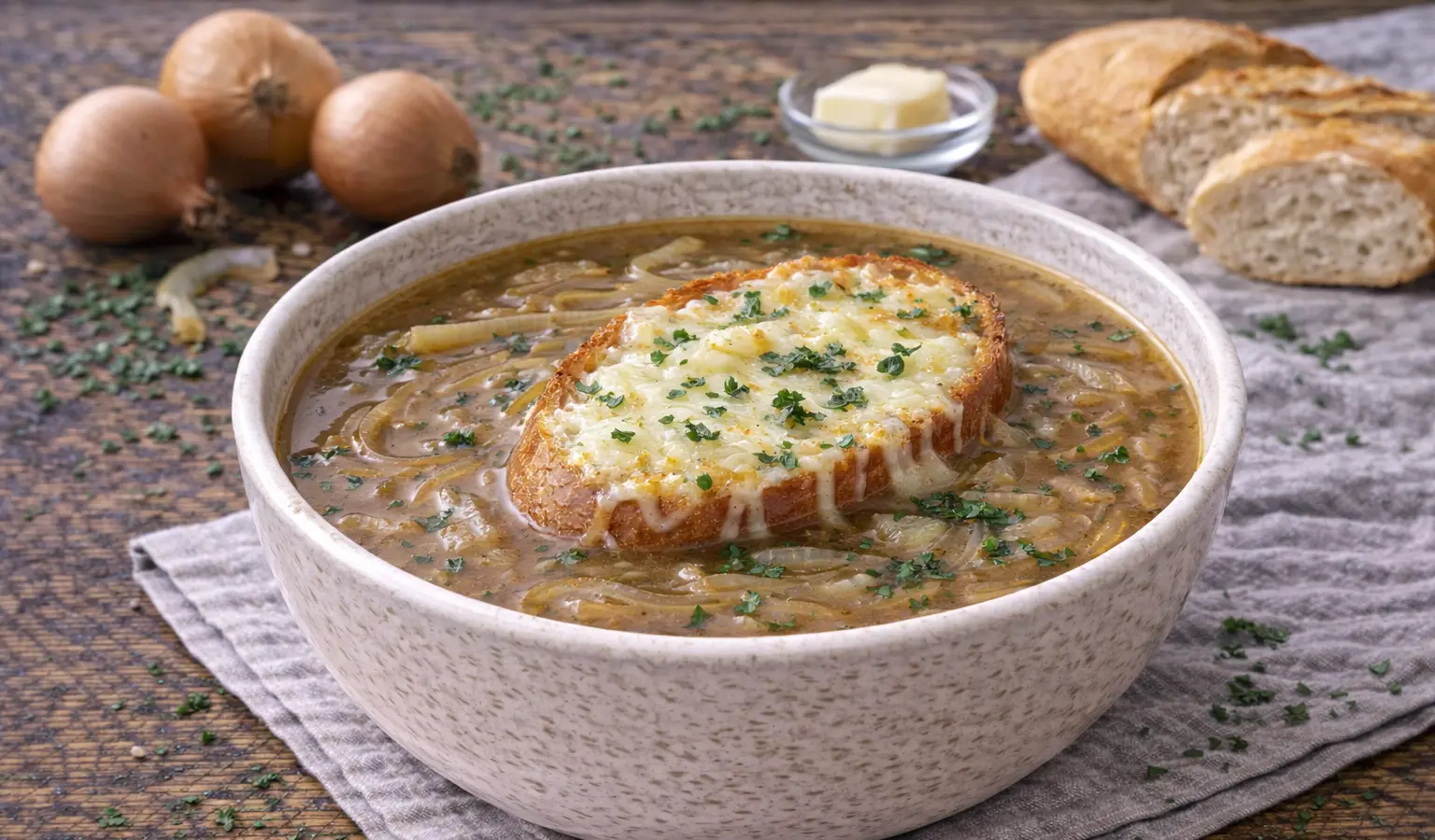 Zupa cebulowa z grzanką