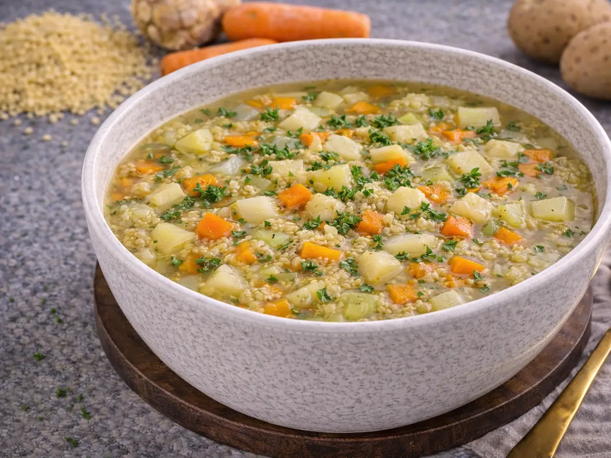 Zupa jarzynowa z kaszą jaglaną