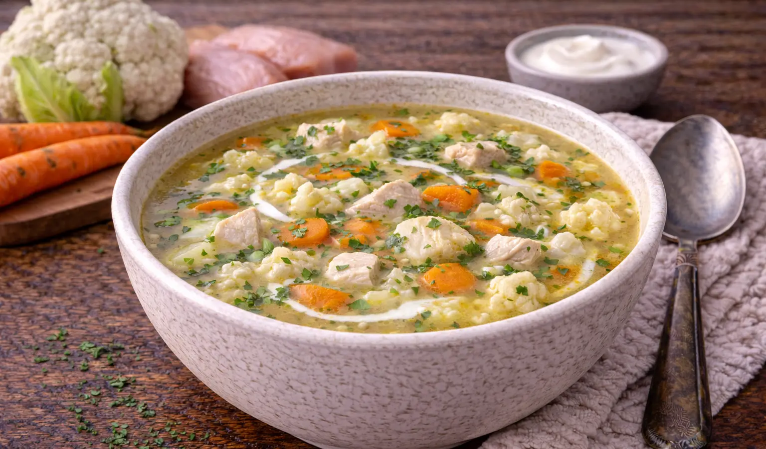 Zupa z kalafiora i kurczaka