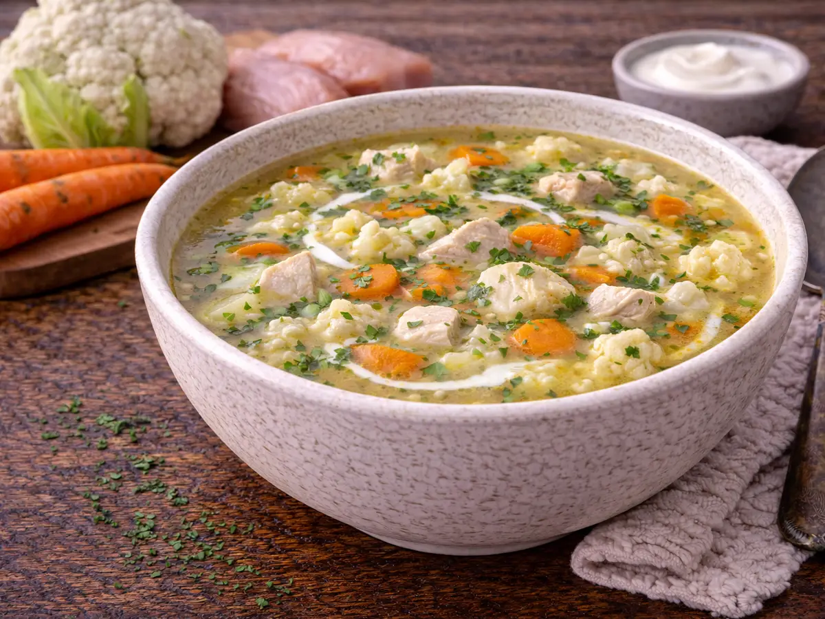 Zupa z kalafiora i kurczaka