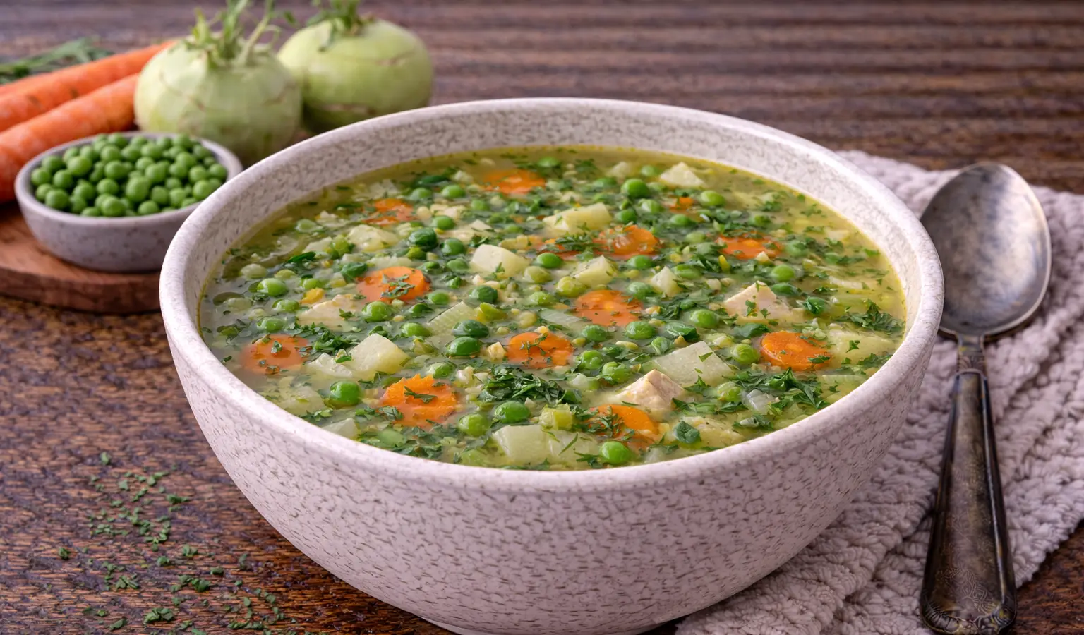 Zupa z kalarepy i groszku