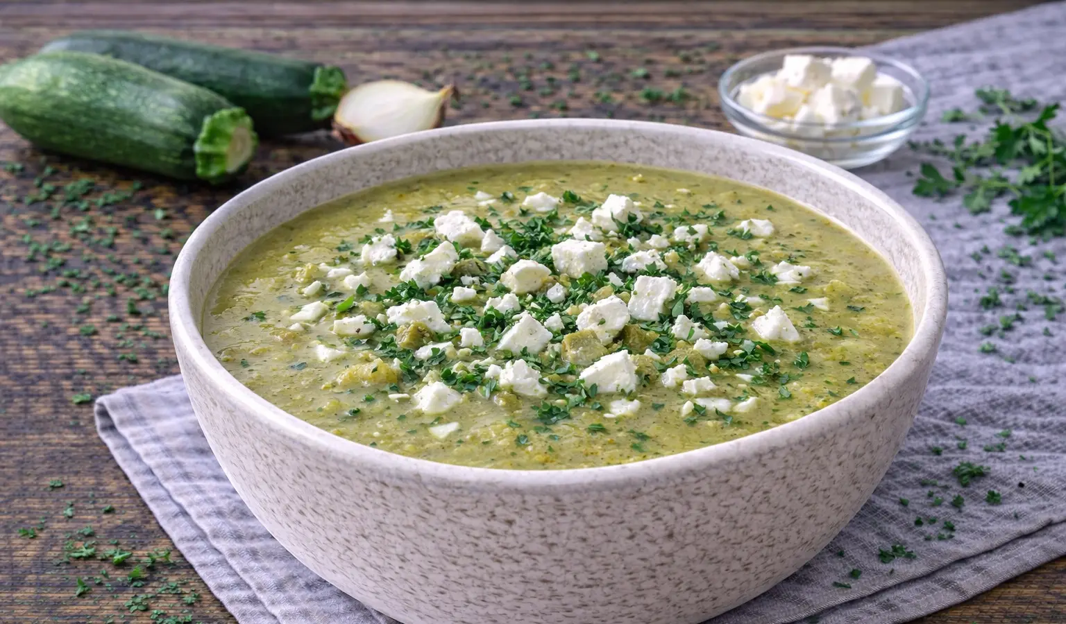 Zupa z pieczonej cukinii i feta