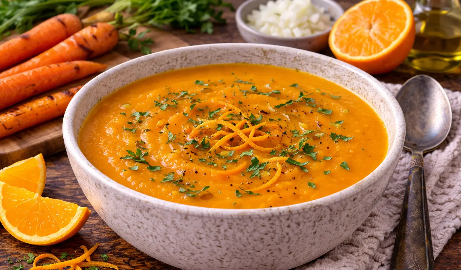 Zupa z pieczonej marchewki i pomarańczy