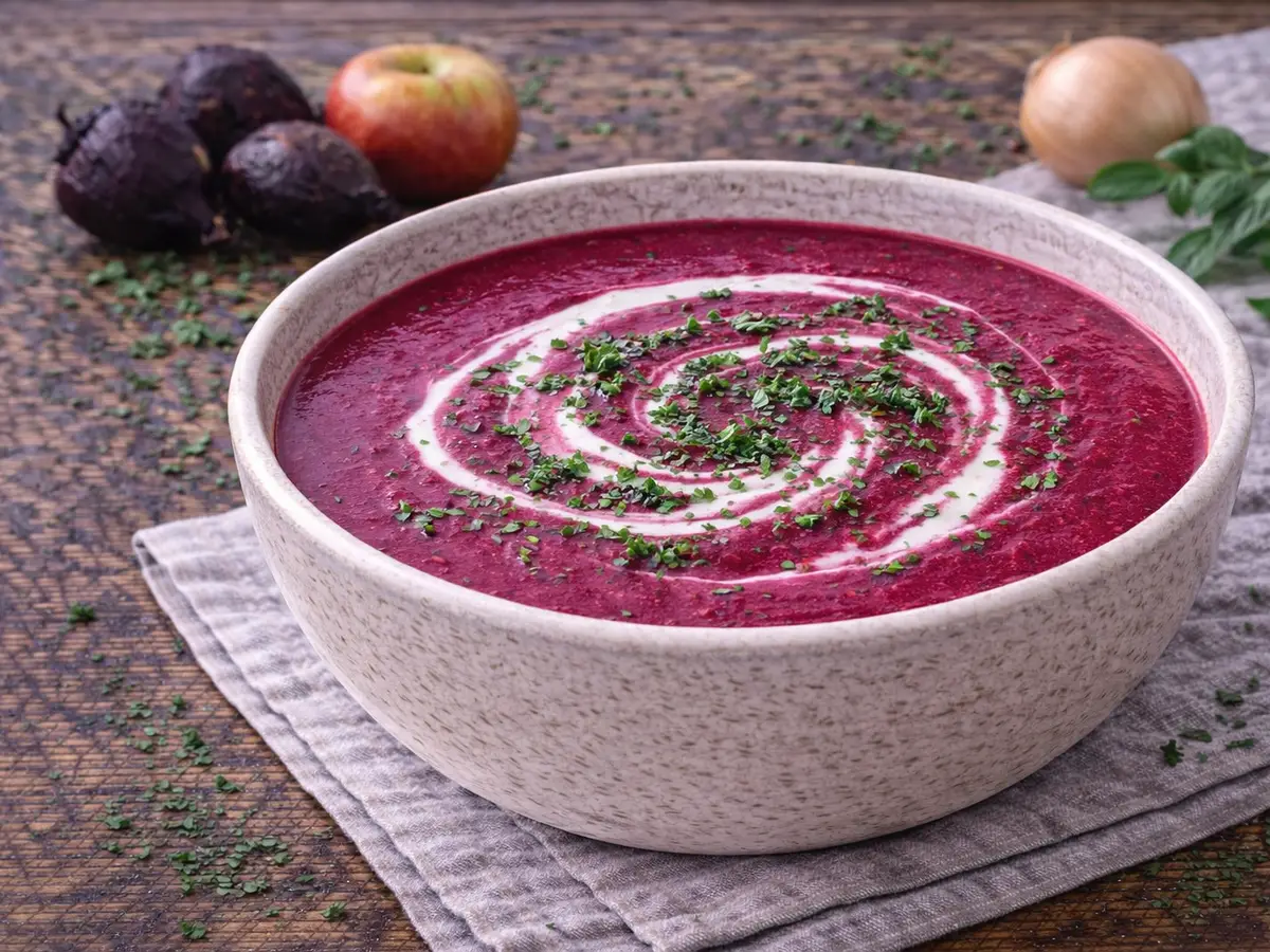 Zupa z pieczonego buraka i jabłka