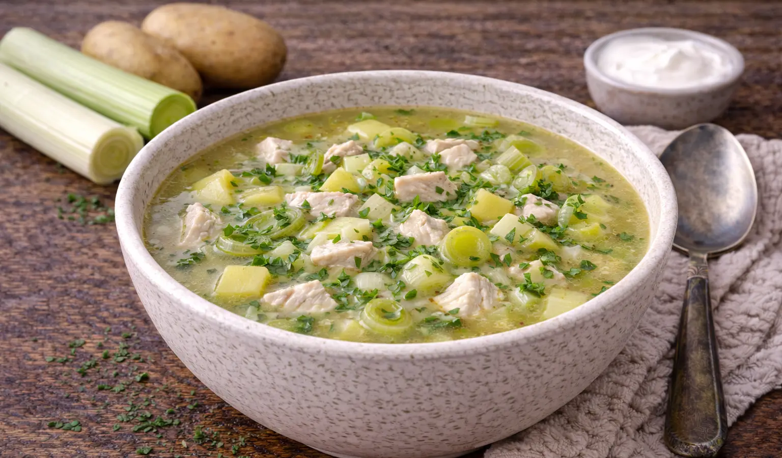 Zupa porowa z kurczakiem
