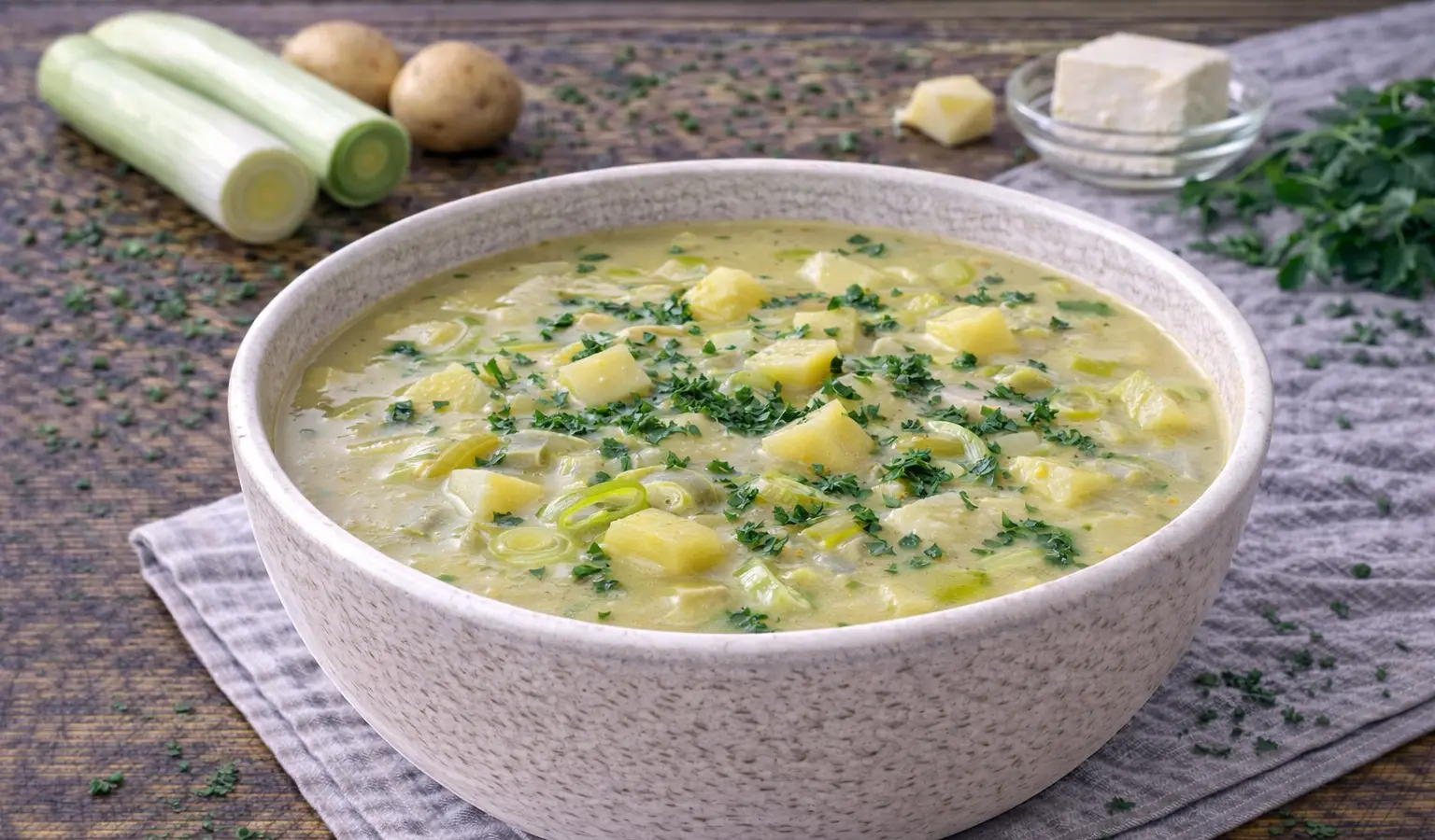 Zupa porowo-serowa z ziemniakami