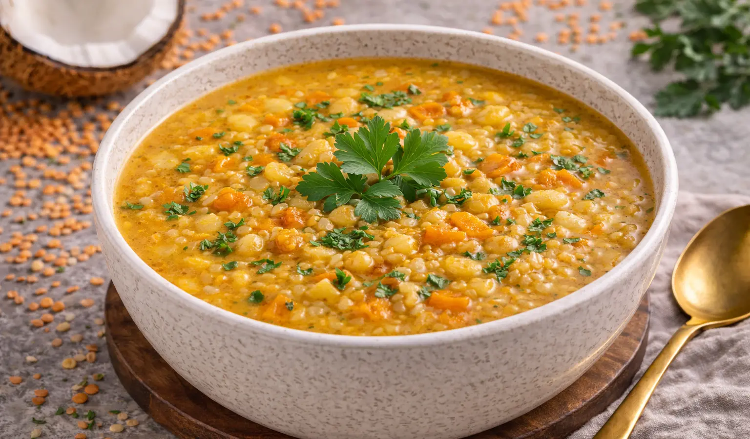Zupa soczewicowa z mlekiem kokosowym