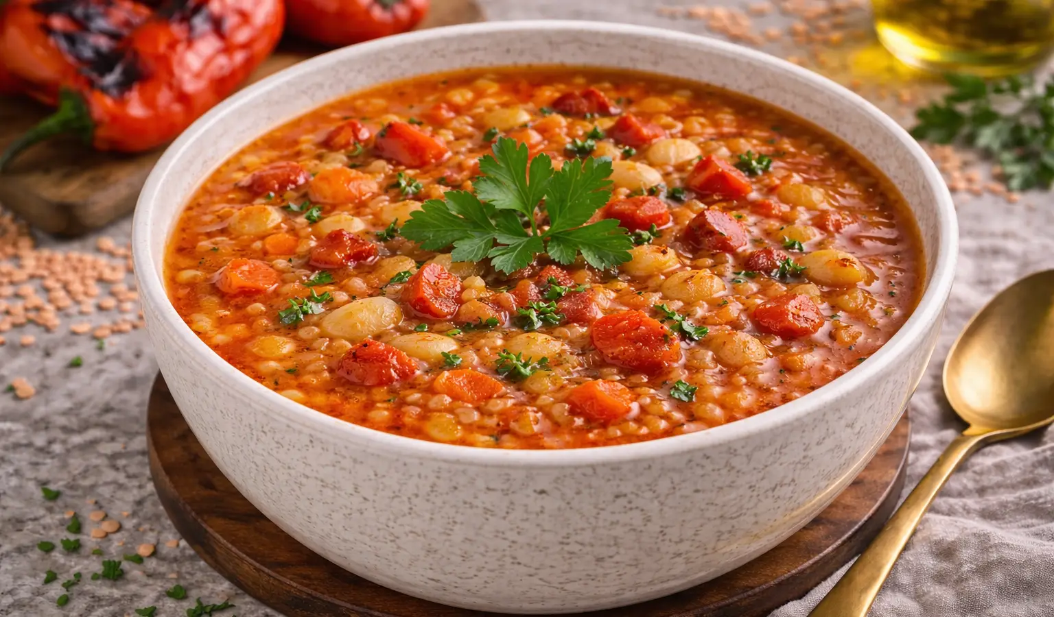 Zupa z soczewicy i pieczonej papryki