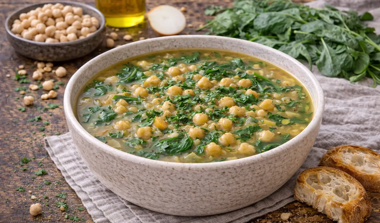 Zupa z ciecierzycy i szpinaku